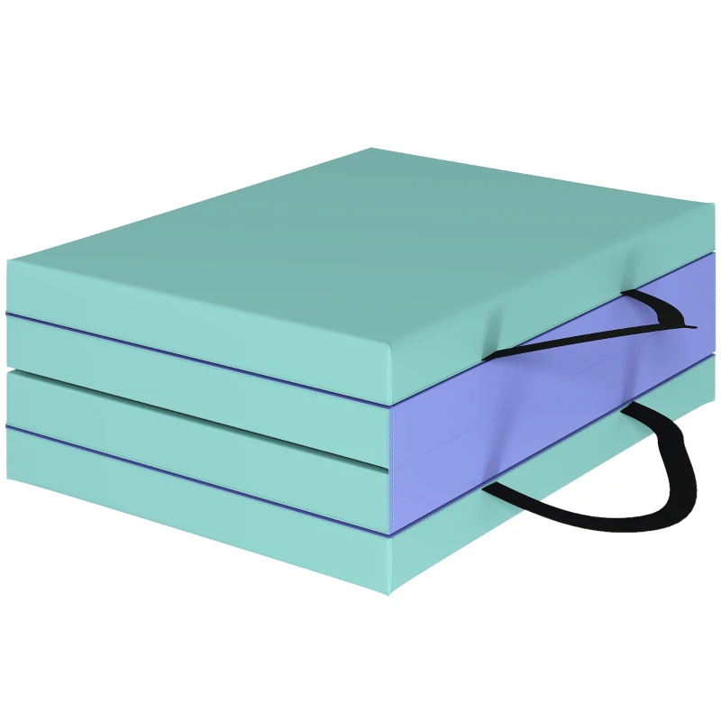 SPORTNOW Tapete de Ginástica Dobrável 4 Partes 180x60x5 cm Alças Espuma 5 cm Verde e Roxo