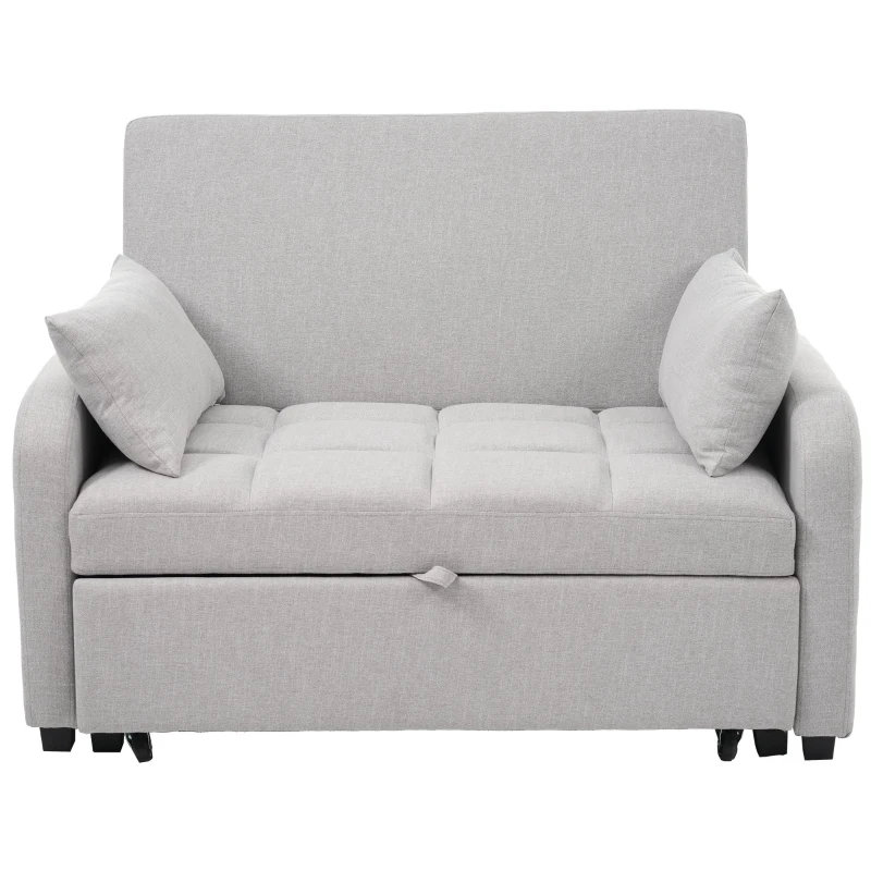 Multifunctional Folding Sofa Bed with Adjustable Backrest and 2 Cushions, Daybed Ideal for Small Flats, 127L x 75-180W x 94H cm, Light Grey