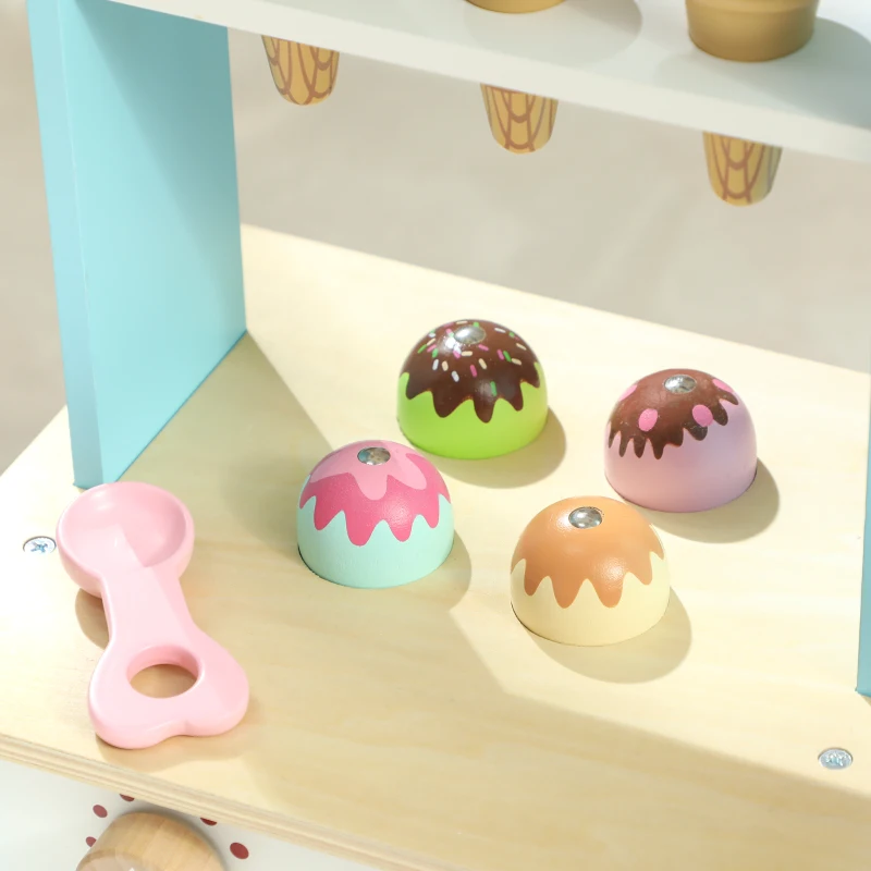 AIYAPLAY Glacier & Pâtisserie en bois 2-en-1 avec four - 17 accessoires - Dès 3 ans