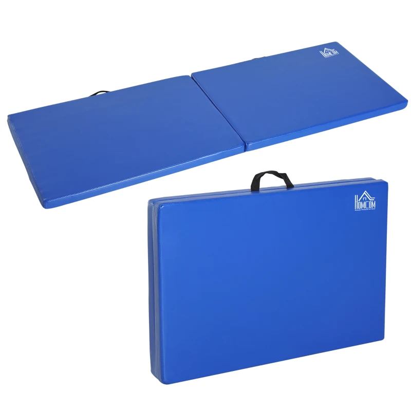 HOMCOM Tapete Dobrável de Ginástica 180x60x5 cm Portátil e Antiderrapante Azul