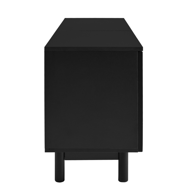 Modern Lowboard TV Cabinet with Push-to-Open Doors and Adjustable Shelves, TV Stand for Living Room, 175L x 38W x 56H cm, Black
