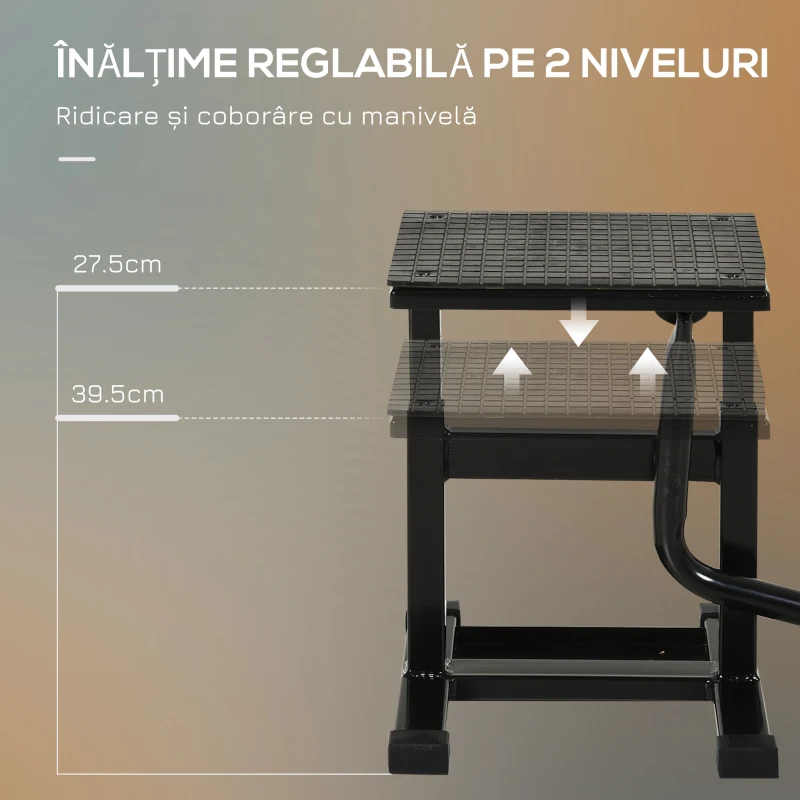 DURHAND Suport Motociclete din Oțel, Suport pentru Motociclete cu Suprafața și Manivelă din Cauciuc, 48x34x43 cm, Negru