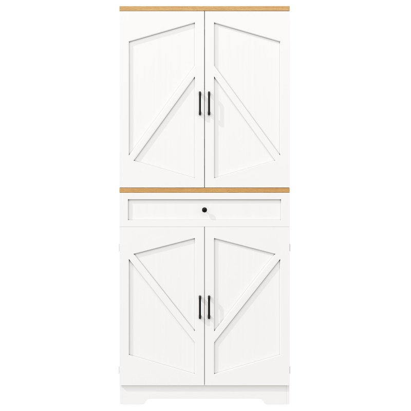 Tall Kitchen Sideboard with Maximised Storage and Anti-Tip Safety, Double-Door Cabinets for Dining Room, 80L x 40W x 180H cm, White