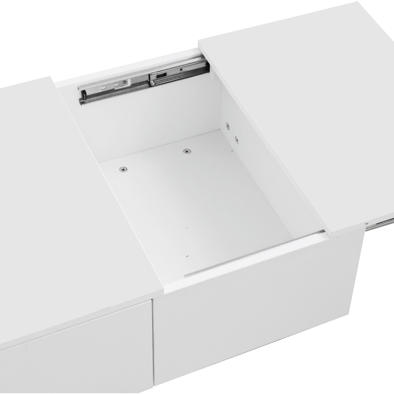 High‑gloss Coffee Table with Push‑Pull Concealed Storage, Double‑Sided Drawers, TV Stand for Living Room, 100L x 50W x 31H cm, White