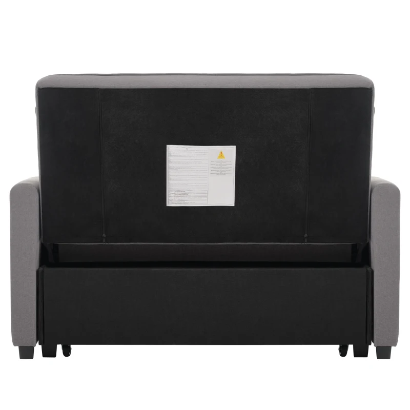 Multifunctional Folding Sofa Bed with Adjustable Backrest and 2 Cushions, Daybed Ideal for Small Homes, 127L x 75-180W x 94H cm, Dark Grey