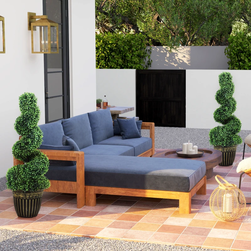 HOMCOM Set of 2 Artificial Plants, Topiary Spiral Boxwood Trees with Pot, for Home Indoor Outdoor Decor, 90cm