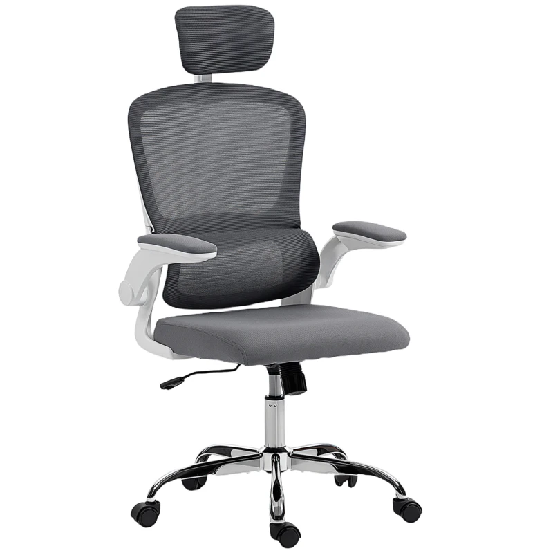 HOMCOM Mesh Back Office Chair, with Lumbar Support - Charcoal Grey