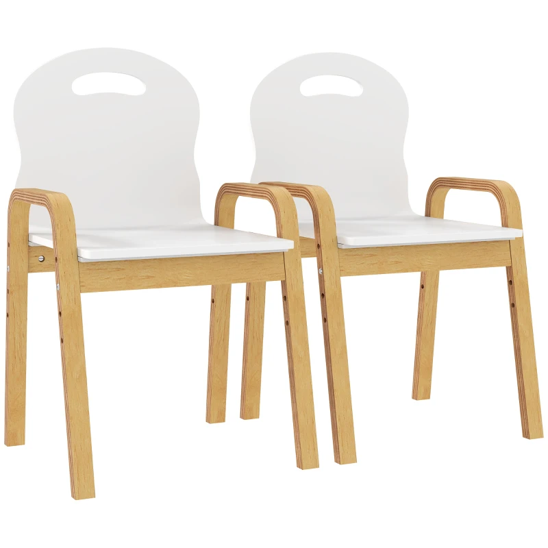AIYAPLAY Holzstuhl-Set für Kinder, rutschfeste Fußpads, 3-15 Jahre, höhenverstellbar, Weiß