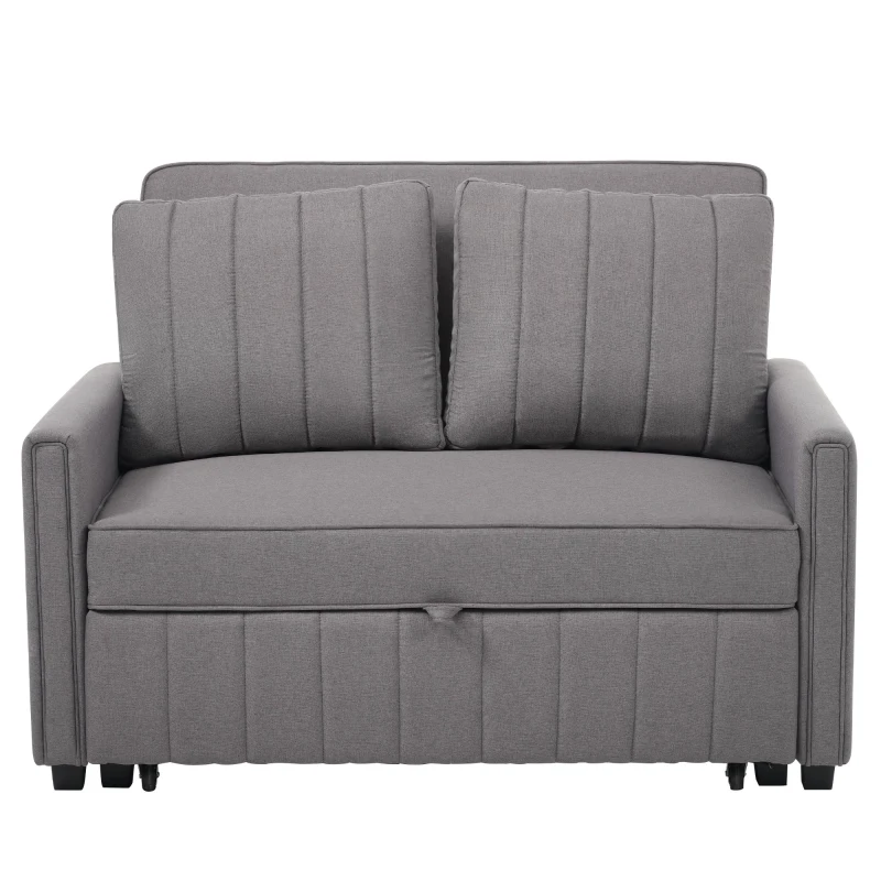 Multifunctional Folding Sofa Bed with Adjustable Backrest and 2 Cushions, Daybed Ideal for Small Homes, 127L x 75-180W x 94H cm, Dark Grey