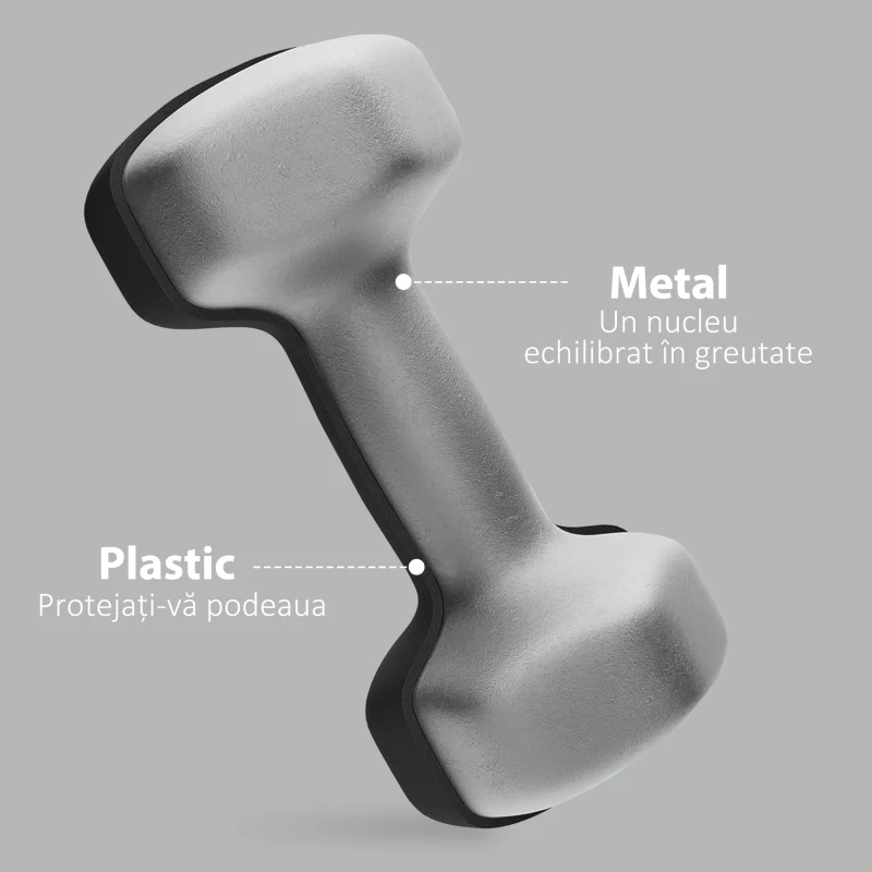 SPORTNOW Set 2 Greutăți Hexagonale cu Gantere Pereche cu Prindere Antiderapantă pentru Antrenament de Fitness, 2x5 kg, 21x9x9 cm, Negru