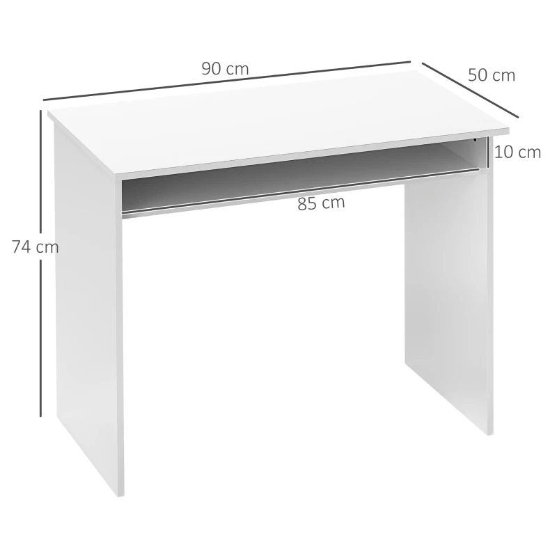 HOMCOM Secretária Compacta com 1 Prateleira 90x50x74 cm Branco