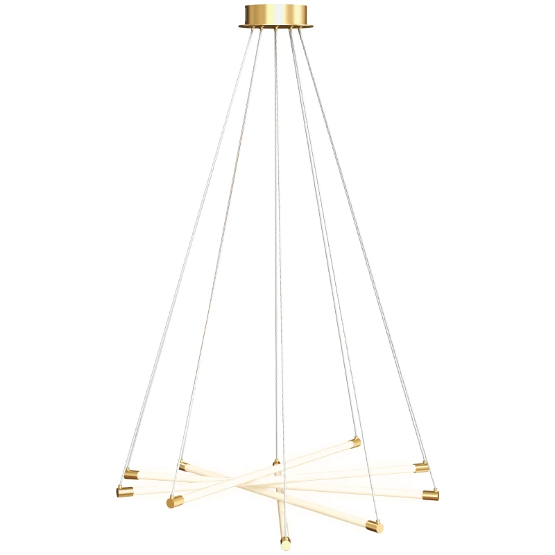 HOMCOM Lámpara de Techo LED 50W — 5 Tubos Ajustables, Moderna, Dorado+Blanco para Salón, Comedor y Cocina