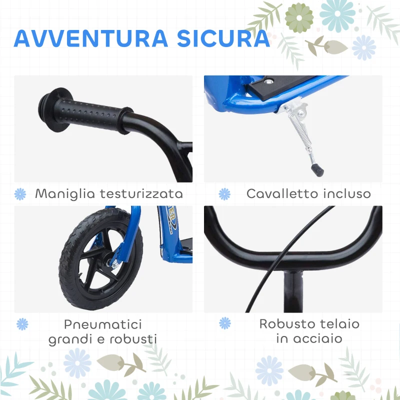 HOMCOM Monopattino per Bambini 5-12 Anni con Freno Posteriore e Manubrio Regolabile, 120x52x80-88 cm, Blu