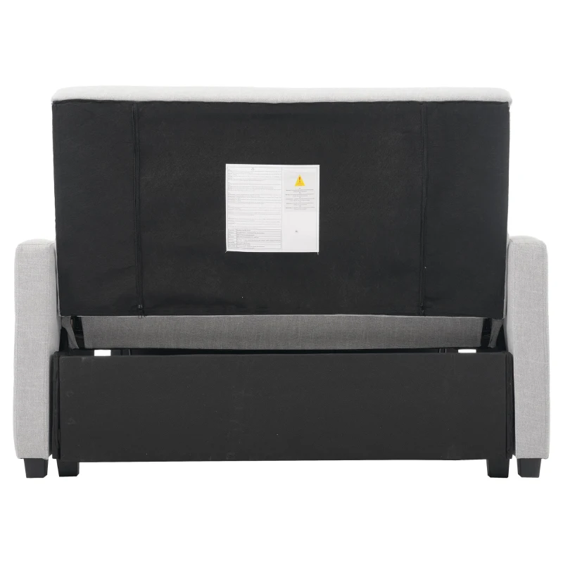 Multifunctional Folding Sofa Bed with Adjustable Backrest and 2 Cushions, Daybed Ideal for Small Flats, 127L x 75-180W x 94H cm, Light Grey
