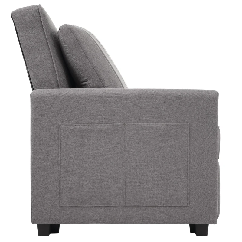 Multifunctional Folding Sofa Bed with Adjustable Backrest and 2 Cushions, Daybed Ideal for Small Homes, 127L x 75-180W x 94H cm, Dark Grey