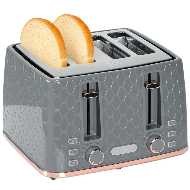 HOMCOM Four-Slice Honeycomb Toaster - Grey