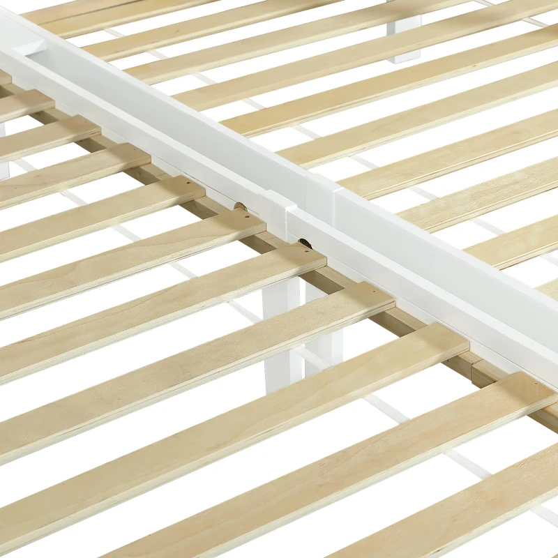 Triple Bunk Bed Space-Saving SleeperSide with Ladder and Bedside Storage, Bed Frame with Safety Rails, 204L x 198W x 162.5H cm, White