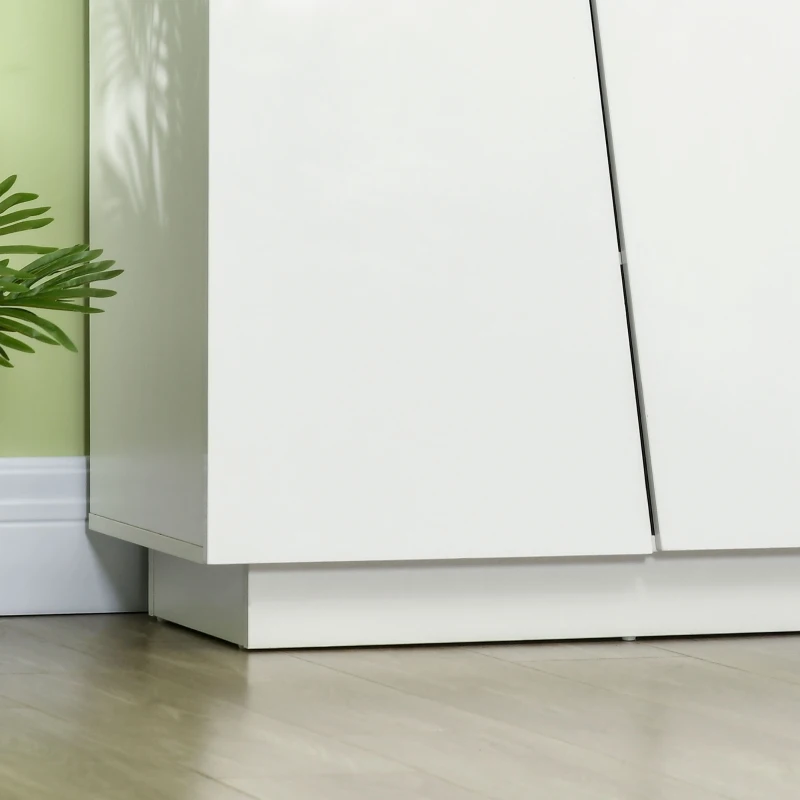 HOMCOM Armário Branco Brilhante 150x40x88 cm Portas Geométricas e Prateleira Ajustável