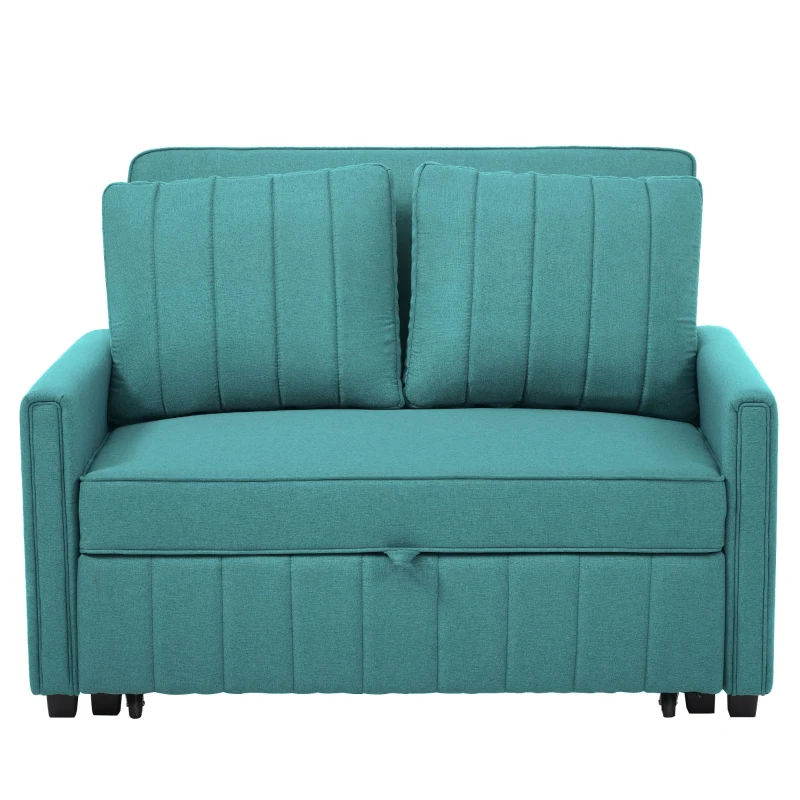 Multifunctional Folding Sofa Bed with Adjustable Backrest and 2 Cushions, Daybed Ideal for Small Homes, 127L x 75-180W x 94H cm, Green