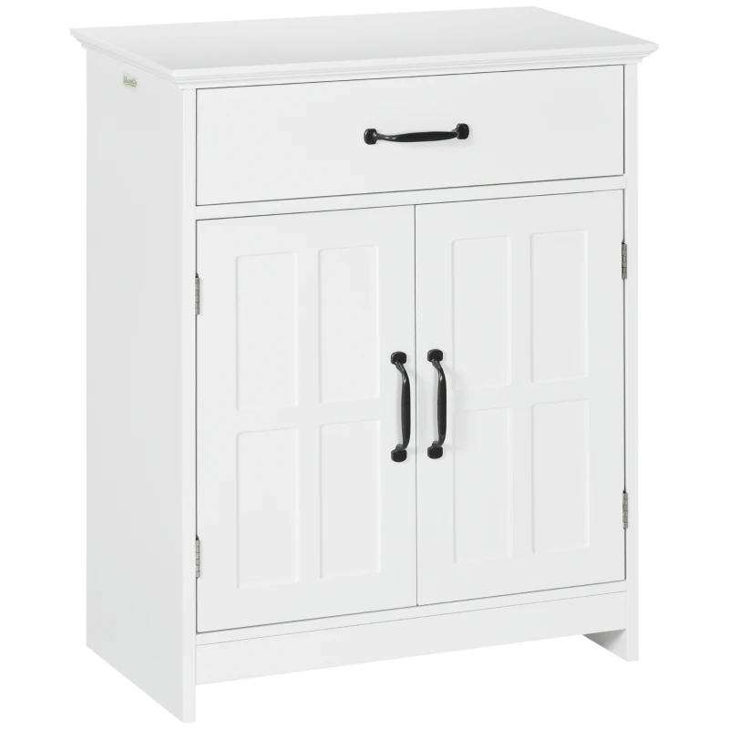 Kleankin Armário de Casa de Banho com 2 Portas Prateleira Ajustável 1 Gavetas 60x30x75 cm Branco