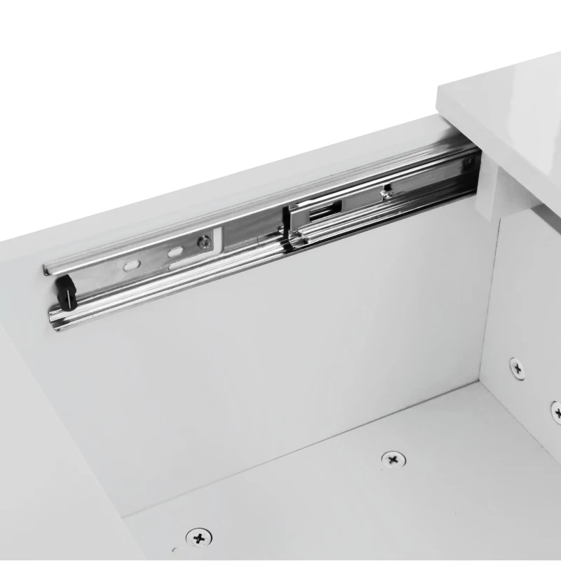High‑gloss Coffee Table with Push‑Pull Concealed Storage, Double‑Sided Drawers, TV Stand for Living Room, 100L x 50W x 31H cm, White