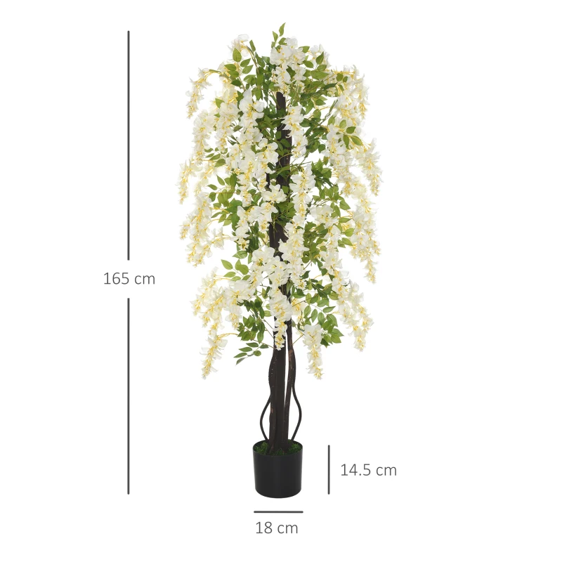 Outsunny Plante Artificiale Fără Întreținere, Perfect pentru Decorarea Casei, 165 cm, Alb(m-3)