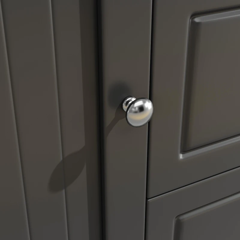 Tall Kitchen Sideboard Cabinet with App-Controlled Changing LED Lighting, Cupboard with Open Display Shelf, 120L x 40W x 180H cm, Black