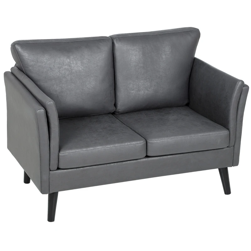 HOMCOM Two-Seater Leathaire Sofa - Grey