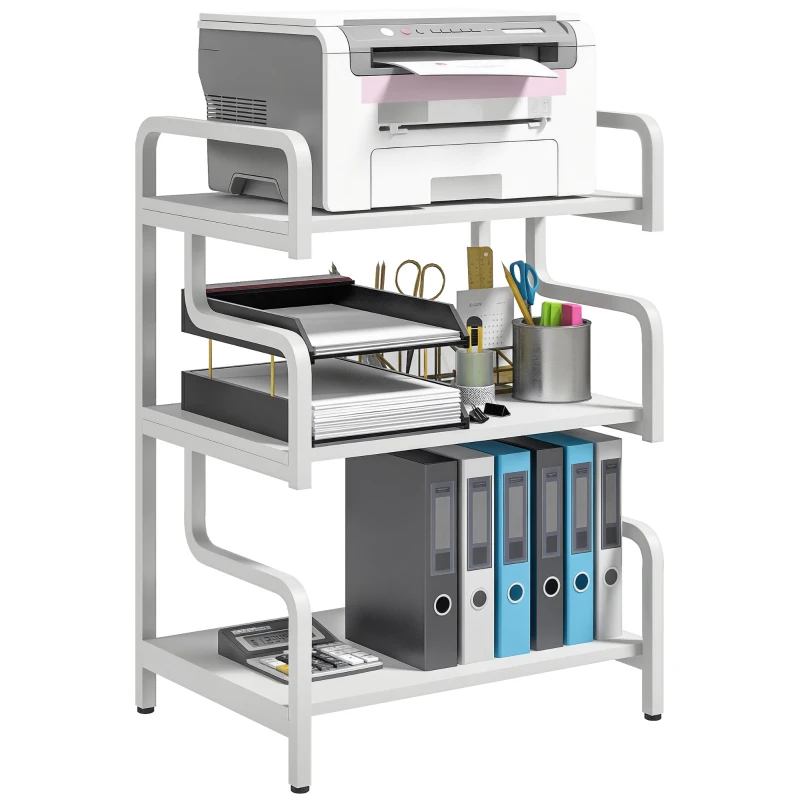 HOMCOM Estante Industrial 3 Níveis em Aço 55x40x77 cm Branco