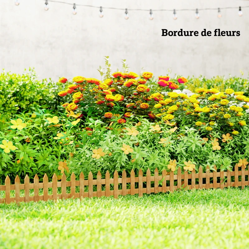 Outsunny Bordures à Planter 12 pcs - Bordures de pelouse - barrières de Jardin en Bois de Sapin pré-huilé - Bordure dim. 60L x 34H cm