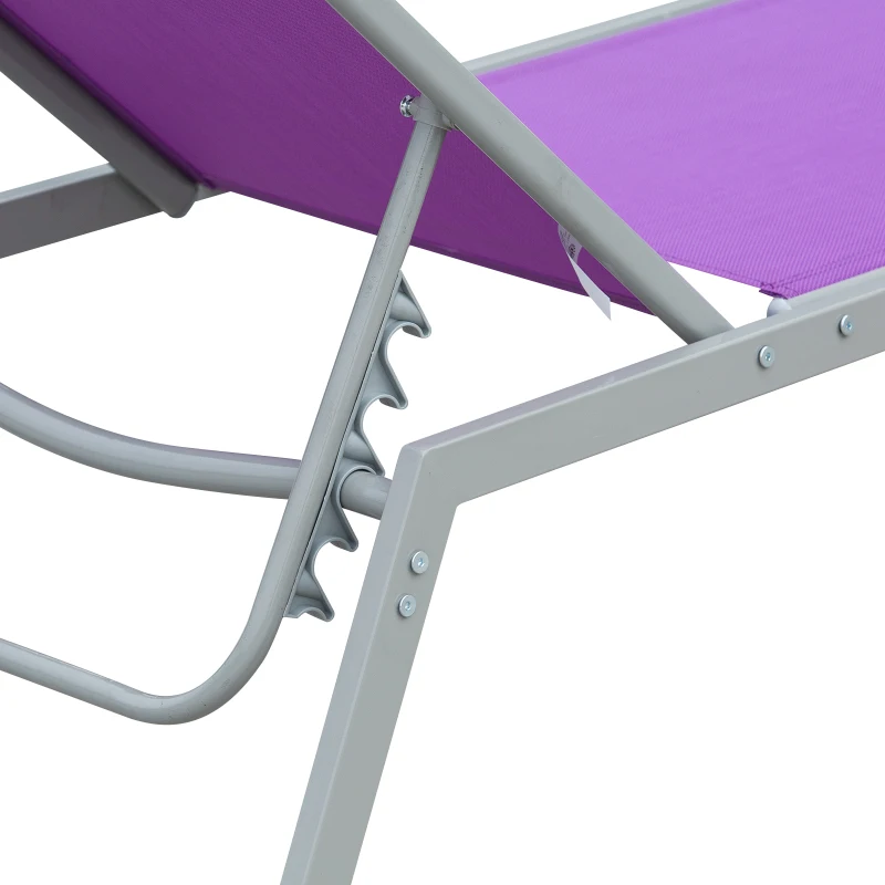 Outsunny Espreguiçadeira Encosto Reclinável em 5 Posições Metal Epóxi Textilene 170x58x97 cm Roxo