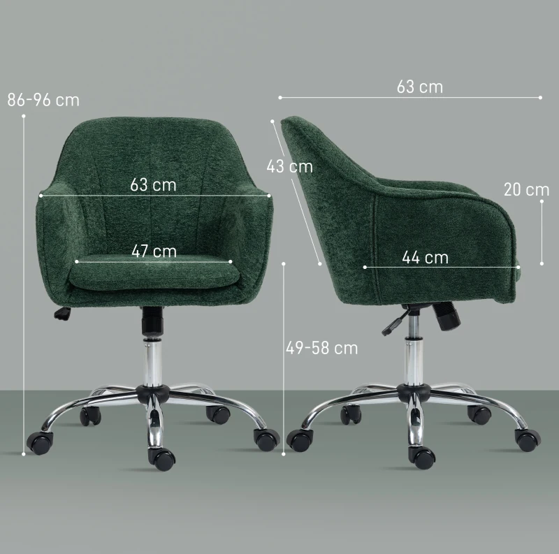 HOMCOM Velvet-Feel Office Chair - Dark Green