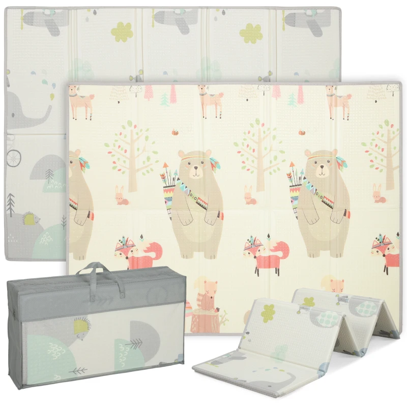 AIYAPLAY Baby-Spielmatte, Tiermuster, Schaumstoff, 1,5 cm dicke Polsterung, rutschfest