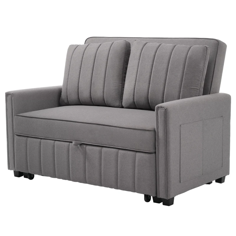 Multifunctional Folding Sofa Bed with Adjustable Backrest and 2 Cushions, Daybed Ideal for Small Homes, 127L x 75-180W x 94H cm, Dark Grey