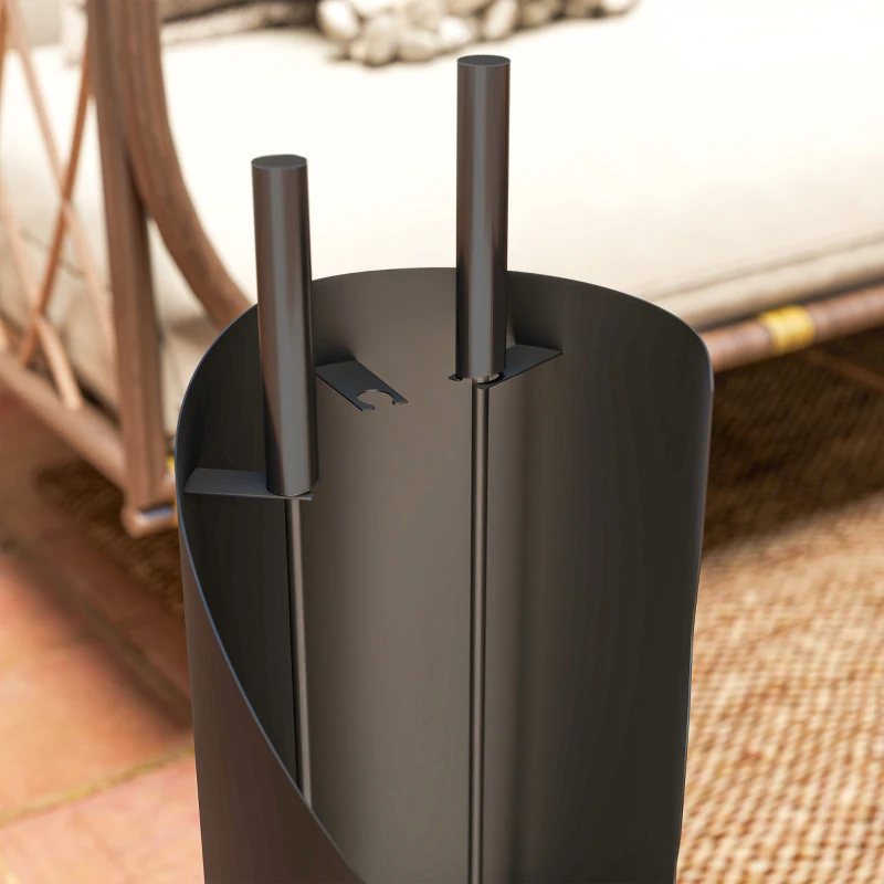 Outsunny Conjunto Servente para Lareira 4 Peças em Metal Preto 20x20x65 cm