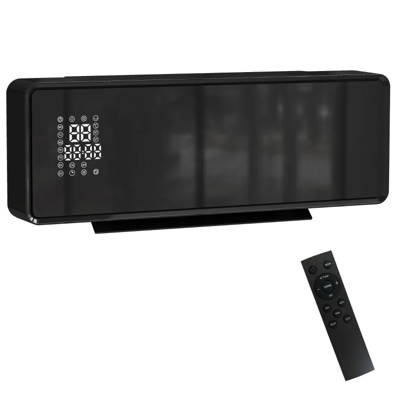 HOMCOM Aquecedor de Parede em Cerâmica 1000W/2000W Programável 54x18,7x12,3 cm Preto