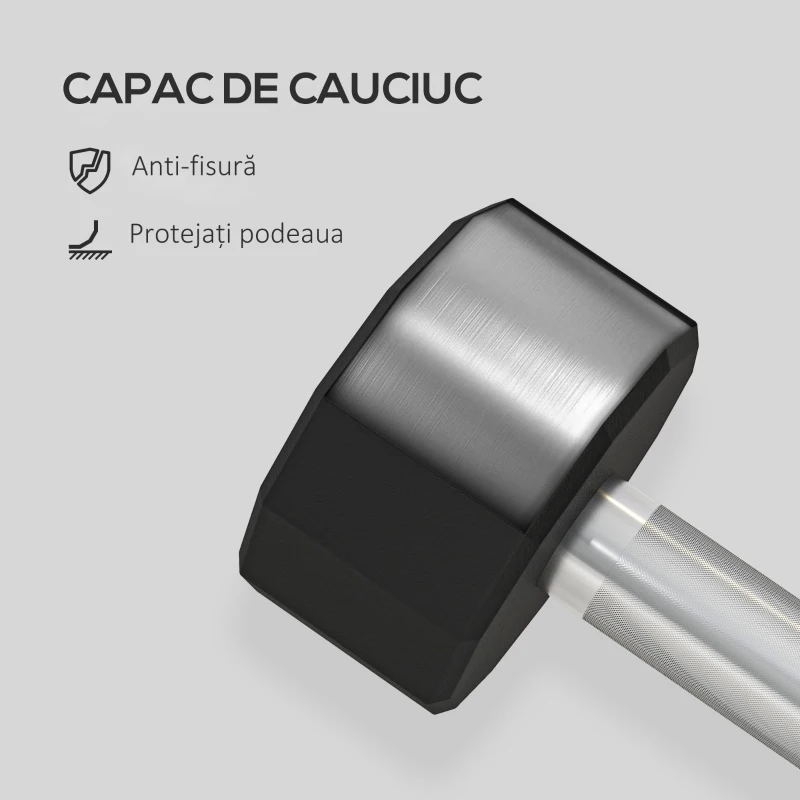 SPORTNOW Set de 2 Gantere de 12 kg din Metal și Cauciuc, Set Gantere Fitness cu Mâner Antiderapant, 26x14x14 cm, Negru