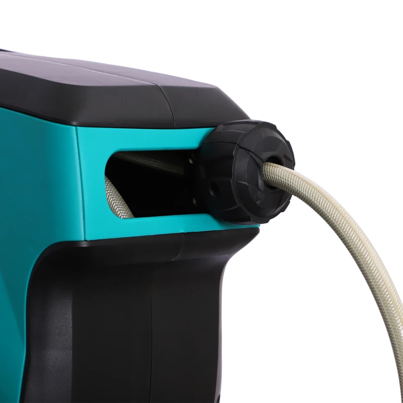Durhand Enrolador de Parede Automático 180° com Mangueira 15 + 1,5 m e Pistola 7 Modos Preto e Verde
