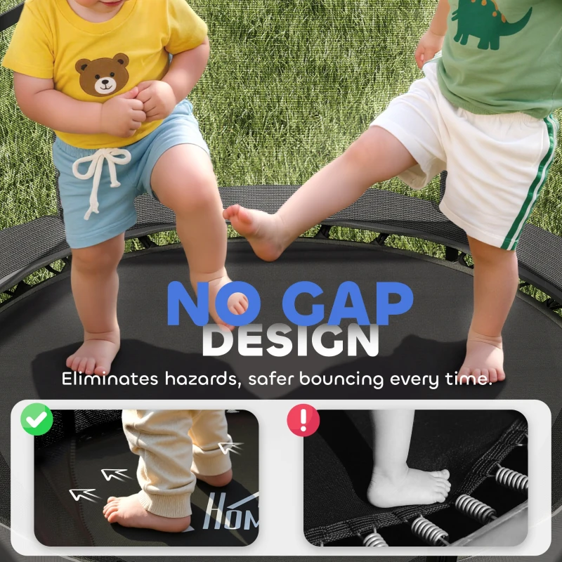HOMCOM 4.6FT/55" Kids Trampoline with Safety Enclosure, Outdoor Indoor Use, for Ages 3-10 Years, Black