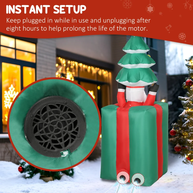 Outsunny Decorazione natalizia gonfiabile con LED, in Poliestere, per interno/esterno, Rosso e verde