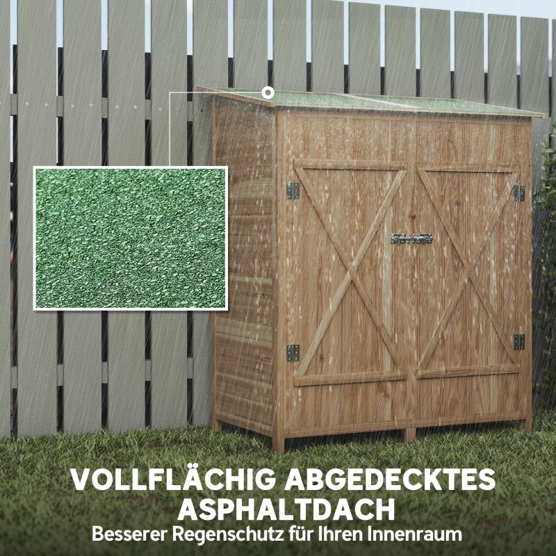 Outsunny houten tuinkast met tuintafel – 140 x 75 x 157 cm(m-5)