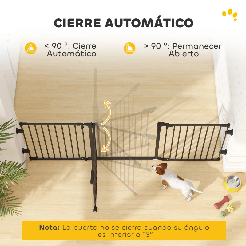 PawHut Barrera de Seguridad para Mascotas de 3 Paneles Puerta Auto Cierre y Diseño Plegable para Perros Pequeños 202,5x2x76 cm