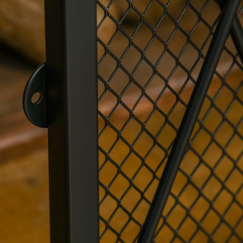 HOMCOM Frente para Lareira de 3 Painéis 120x79 cm com Dupla Porta Estrutura de Metal Preto