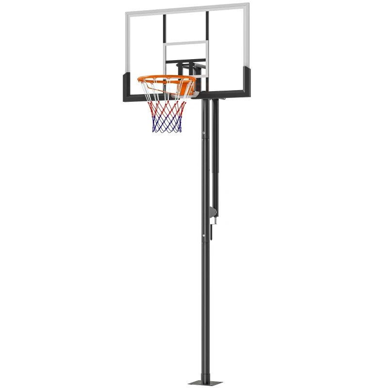 SPORTNOW Tabela de Basquetebol para Exterior Altura Ajustável 230-305 cm Aro Ø48 cm e Base Estável  Preto