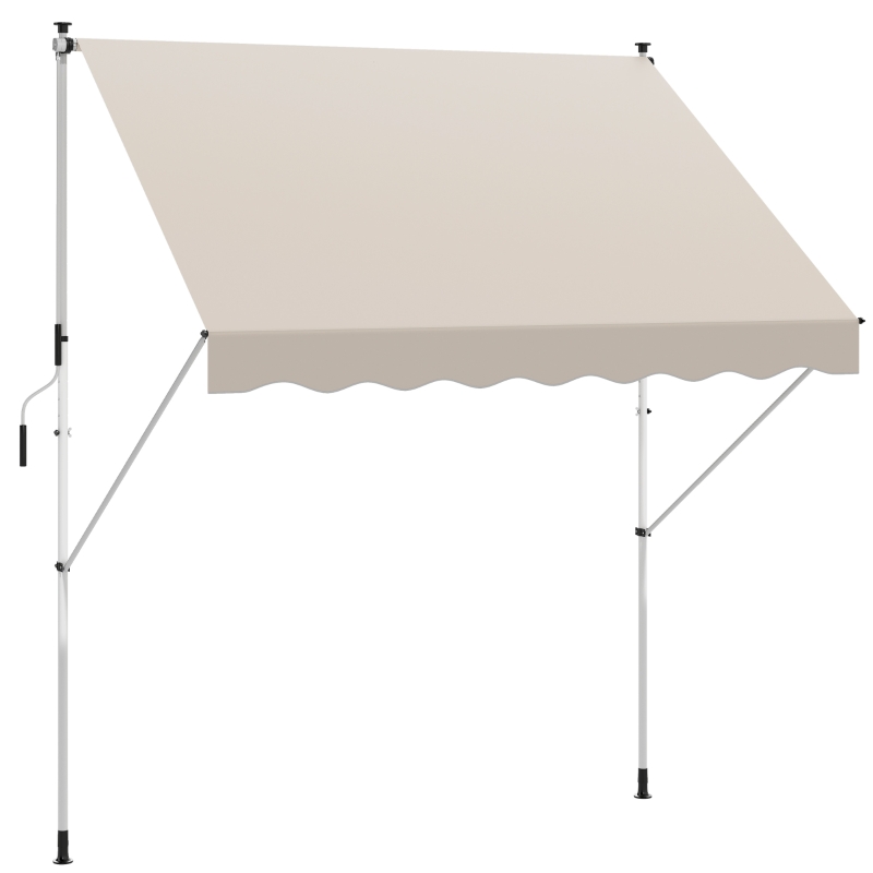 Outsunny Store banne Manuel rétractable 3L x 1,5l m Auvent Téléscopique sans Perçage Inclinaison et Hauteur réglable Installation Rapide métal alu Polyester Anti-UV beige
