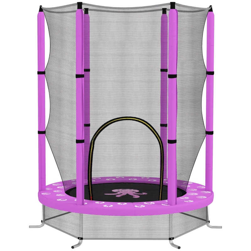 AIYAPLAY 4.6ft Toddler Trampoline w/ Safety Enclosure Net, for Indoor Outdoor Use, Ages 3-6 Years, Purple
