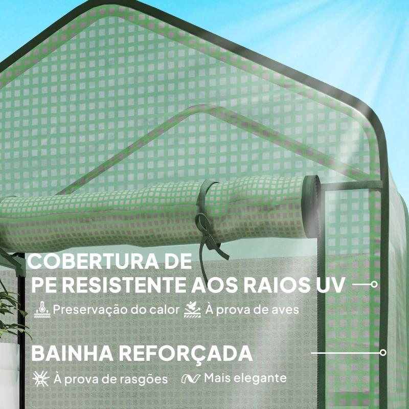 Outsunny Estufa de Jardim de 5 Prateleiras com 1 Porta com Fecho de Correr para Cultivo de Plantas em Terraço 90x49x193 cm Verde