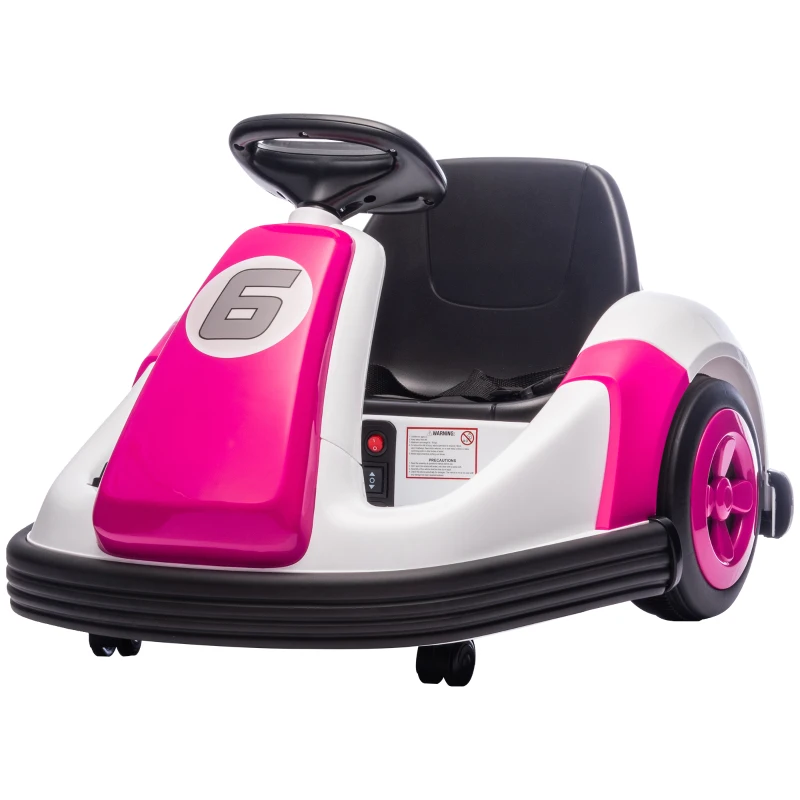 AIYAPLAY Kids Bumper Car with 360-Degree Rotation, 6V Electric Ride On Car with Music and Horn for 3-8 Years Old, Pink