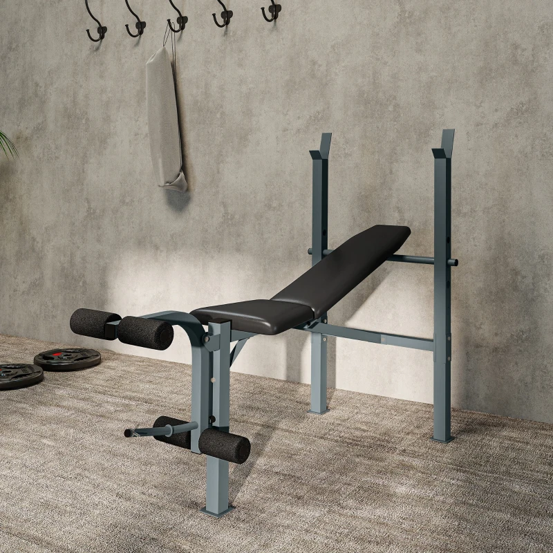 HOMCOM Banc de musculation Fitness banc d'haltérophilie entrainement complet dossier réglable curler