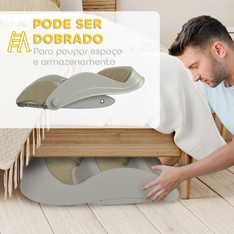 PawHut Escada para Cães de 3 Degraus Dobrável Escada para Animais de Estimação com Tapetes Antiderrapantes 49x38x38 cm Cinzento
